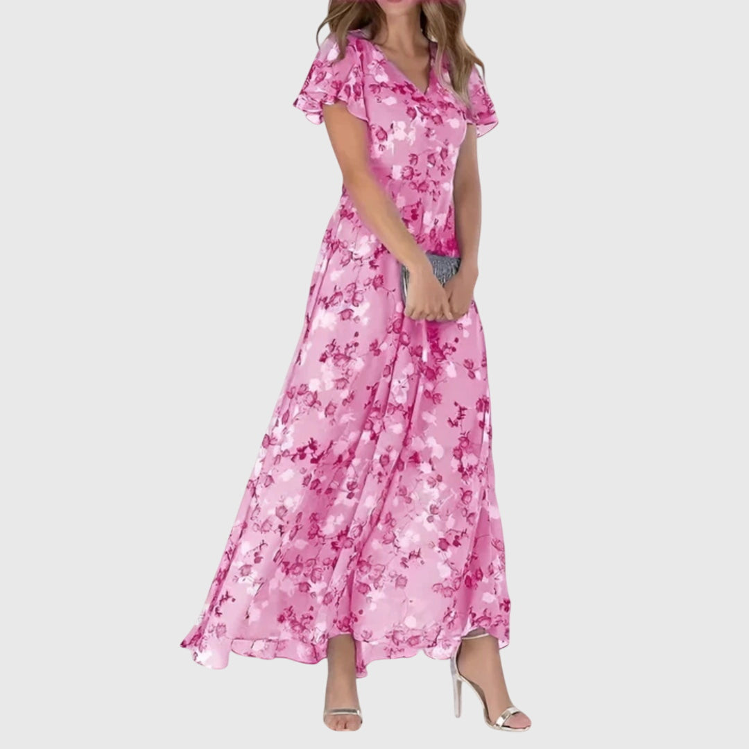 Natalie | Women's Floral Chiffon Wrap Maxi Dress