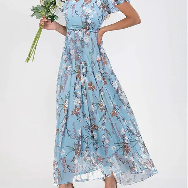 Whitney | Women's Floral Chiffon Maxi Dress