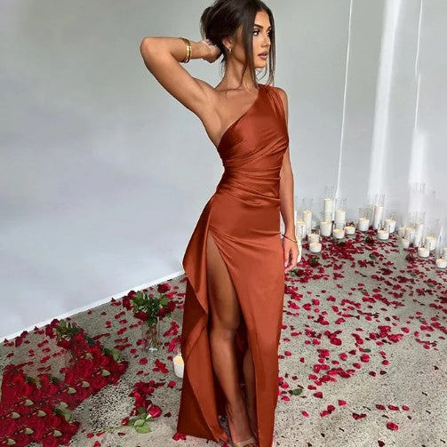 Zoe | Women's One Shoulder Slit Maxi Dress